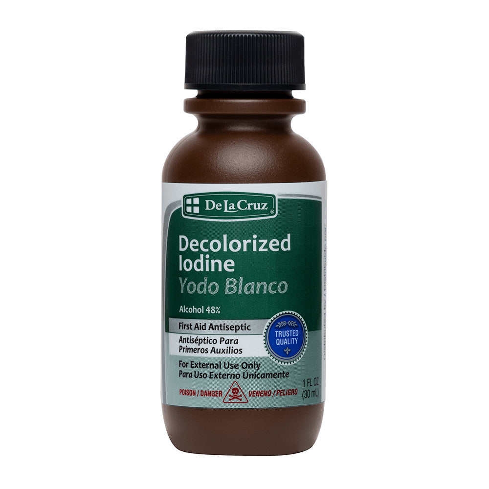 De La Cruz Decolorized Iodine First Aid Antiseptic, 1 Oz